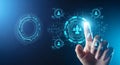 Human resources network interface with glowing blue digital elements technology connection Royalty Free Stock Photo