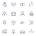 Human resources line icons collection. Recruitment, Training, Payroll, Performance, Benefits, Diversity, Compliance Royalty Free Stock Photo