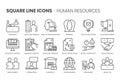 Human resources, square line icon set Royalty Free Stock Photo