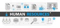 Human resources web banner concept. Outline line business icon set. HR Strategy team, teamwork and corporate organization i