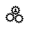 Human resourse managment icon. Gears showing teamwork, cooperation, managment. Simple icon. Vector illustration for design, web.