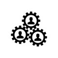 Human resourse managment icon. Gears showing teamwork, cooperation, managment. Simple icon. Vector illustration for design, web.