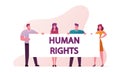 Human Right Concept. Protesting People with Placards and Signboard on Strike or Demonstration