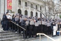 Human Rights Activists Protest on the Steps of the New York Public Library against Coercive Conversion Programs Royalty Free Stock Photo