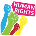 Human Rights concept. colorful of human fist hand raise up to the sky with quotes tag Human Rights. vector illustration Royalty Free Stock Photo
