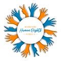 Human Rights day card of diverse people hands Royalty Free Stock Photo