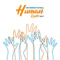 Human Rights day card of diverse people hands Royalty Free Stock Photo