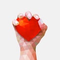 Human Rights Day, Hand and Hearts Symbol, Polygonal or Low Poly Illustration