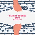 Human Rights Day. Landing page template, banner with text for human freedom day Royalty Free Stock Photo