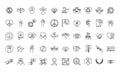 Human rights day, line icons set design, included world love peace hands message