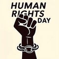 Human Rights Day Poster Featuring a Raised Fist and Broken Shackles Royalty Free Stock Photo