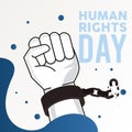 Human rights day poster with hand breaking handcuffs