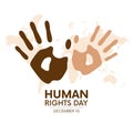 Human Rights Day Poster with handprint vector illustration