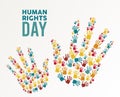 Human rights day poster with hands colors print