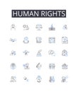 human rights line icons collection. Freedoms, Civil liberties, Equal rights, Fundamental rights, Basic rights, Natural