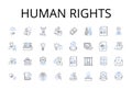 human rights line icons collection. Freedoms, Civil liberties, Equal rights, Fundamental rights, Basic rights, Natural
