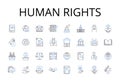 human rights line icons collection. Freedoms, Civil liberties, Equal rights, Fundamental rights, Basic rights, Natural