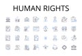 human rights line icons collection. Freedoms, Civil liberties, Equal rights, Fundamental rights, Basic rights, Natural