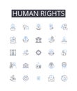 human rights line icons collection. Mergers, Acquisitions, Consolidation, Synergy, Integration, Collaboration