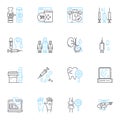 Human rights linear icons set. Equality, Dignity, Freedom, Empowerment, Justice, Respect, Liberty line vector and Royalty Free Stock Photo