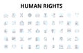 Human rights linear icons set. Equality, Dignity, Justice, Liberty, Freedom, Discrimination, Empowerment vector symbols Royalty Free Stock Photo