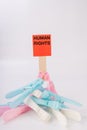 Human Rights Message Displayed with Clothespins on Red Sign Royalty Free Stock Photo