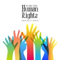 Human Rights Month card of diverse people hands Royalty Free Stock Photo