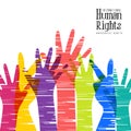 Human Rights Month card of diverse people hands Royalty Free Stock Photo