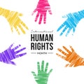 Human Rights Month card of diverse people hands Royalty Free Stock Photo