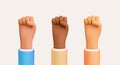 Human rights protection, protests, international strike, uprising, honest work. 3d vector cartoon Human hands in Royalty Free Stock Photo