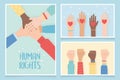 Human rights, together community hands equality cards