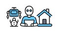 Human-Robot Collaboration: Smart Home Assistance AI Living, vector design Generative AI Royalty Free Stock Photo
