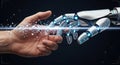 Human-Robot Hand Connection for Advanced AI Technology and Future Collaboration Concepts Royalty Free Stock Photo