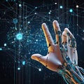 Human and Robot Hands Connecting Through AI and Big Data Royalty Free Stock Photo
