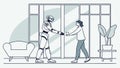Human and robot handshake, collaboration in modern setting, vector design Generative AI Royalty Free Stock Photo