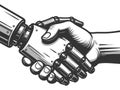 Human and Robot Handshake Collaboration vector Royalty Free Stock Photo
