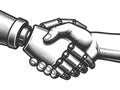 Human and Robot Handshake Collaboration vector Royalty Free Stock Photo