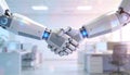 Human and Robot Handshake in Modern Office Setting Royalty Free Stock Photo