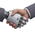 Human and robot handshake symbolizing partnership and future technology Royalty Free Stock Photo