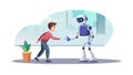Human and Robot Interaction Future Concept, vector design Generative AI Royalty Free Stock Photo