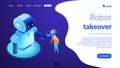 Human-robot interaction isometric 3D landing page.