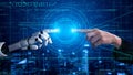 Human and Robot Interaction Symbolizing Technology Connection and Future Collaboration in Digital World xenic Royalty Free Stock Photo