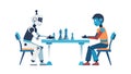 Human and Robot Playing Chess Collaboration, vector design Generative AI Royalty Free Stock Photo