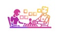 Human and robot playing chess, symbolizing AI strategy, vector design Generative AI Royalty Free Stock Photo
