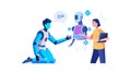 Human and robot shaking hands in collaboration, future tech, vector design Generative AI Royalty Free Stock Photo