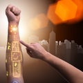 The human robotic hand in futuristic concept