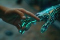 Human and Robotic Hands Touching with Glowing Circuit Patterns AIG60