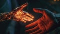 Human and Robotic Hands Touching with Glowing Circuit Patterns AIG60