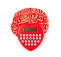 Human rubber brain with calculator heart shaped