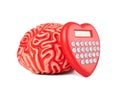 Human rubber brain with calculator heart shaped